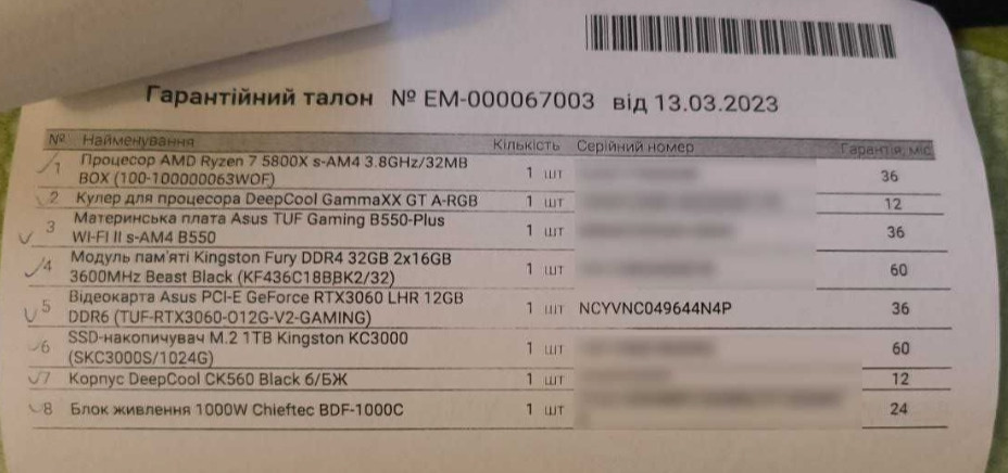 Відеокарта Asus TUF Gaming RTX3060 12GB LHR Київ - фото 1