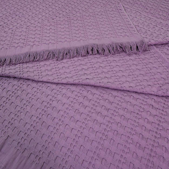 Простирадло-покривало вафельне жакардове преміум якості YouStar 200х240см 320г/м2 (Фіолетовий) Суми - фото 4