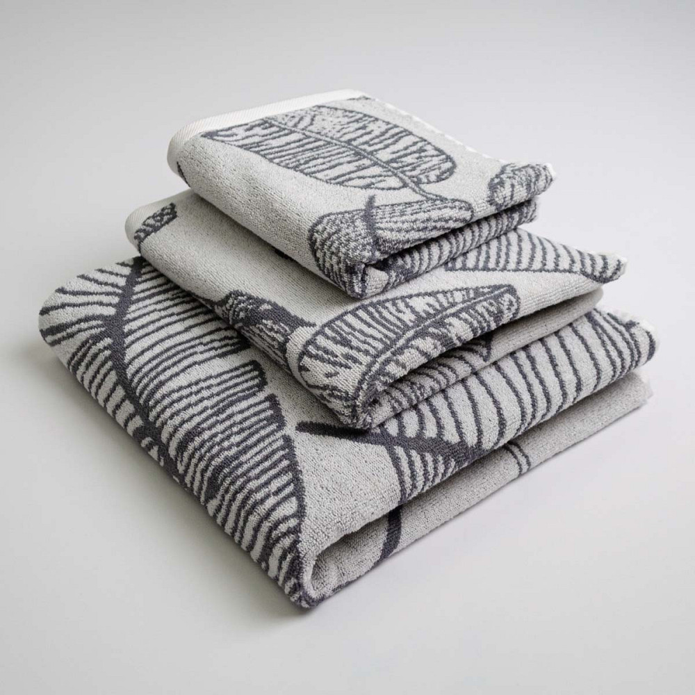 Набор махровых полотенец с рисунком перо 3шт GM Textile 40х70см, 50х90см, 70х140см 400г/м2 (Серый) Сумы - изображение 1