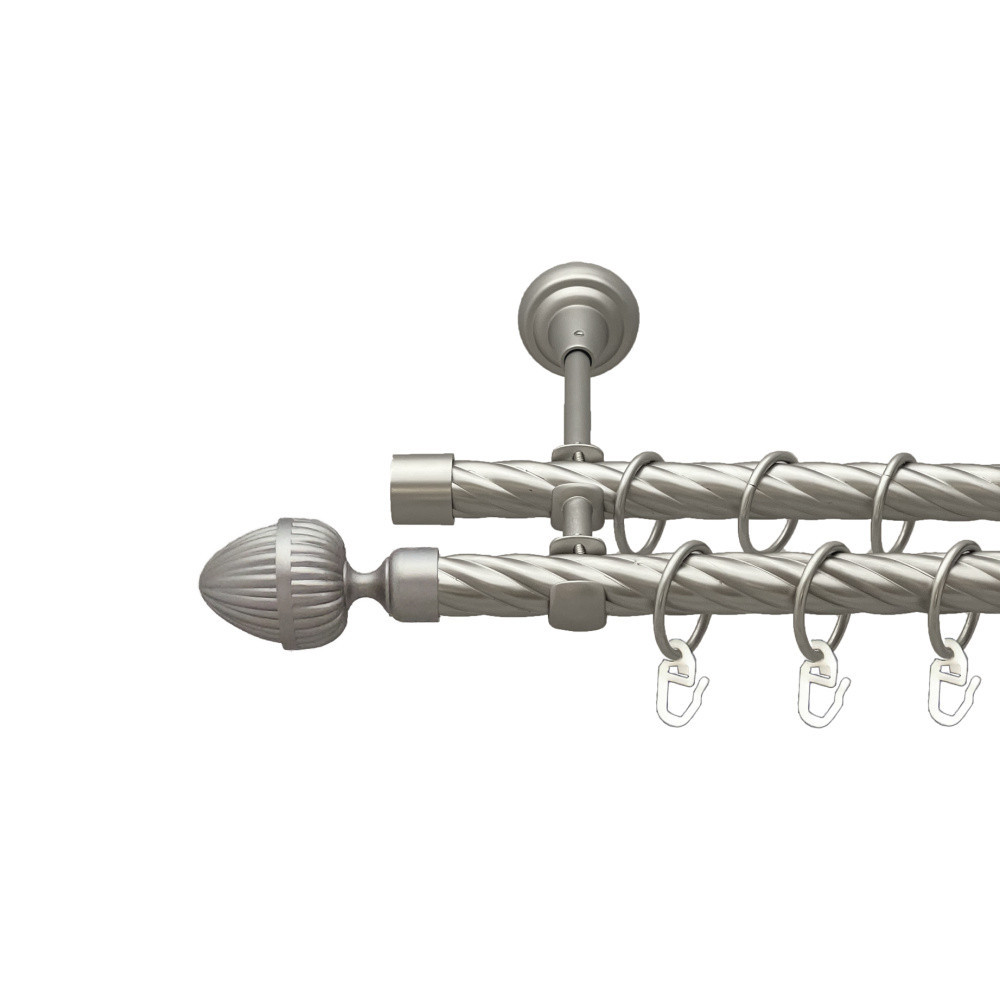 Карниз Orvit Одеон металевий дворядний відкритий скручена труба кільце металеве Сатин 19\19 мм 160 см Львов - изображение 1