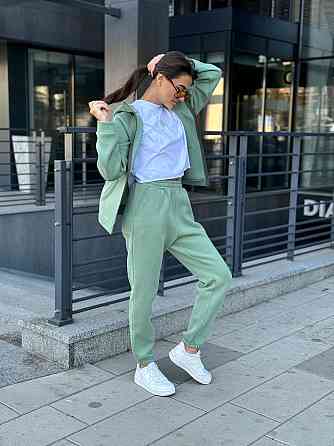 Теплый спортивный костюм женский на змейке Оливковый 46/48 Харьков