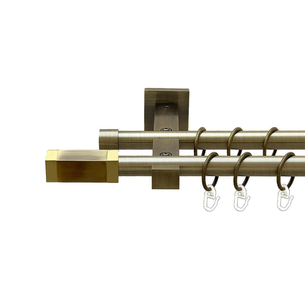 Карниз Orvit Квадро металевий дворядний техно гладка труба кільце металеве Антик 19\19 мм 200 см (00-00026907) Львів - фото 1