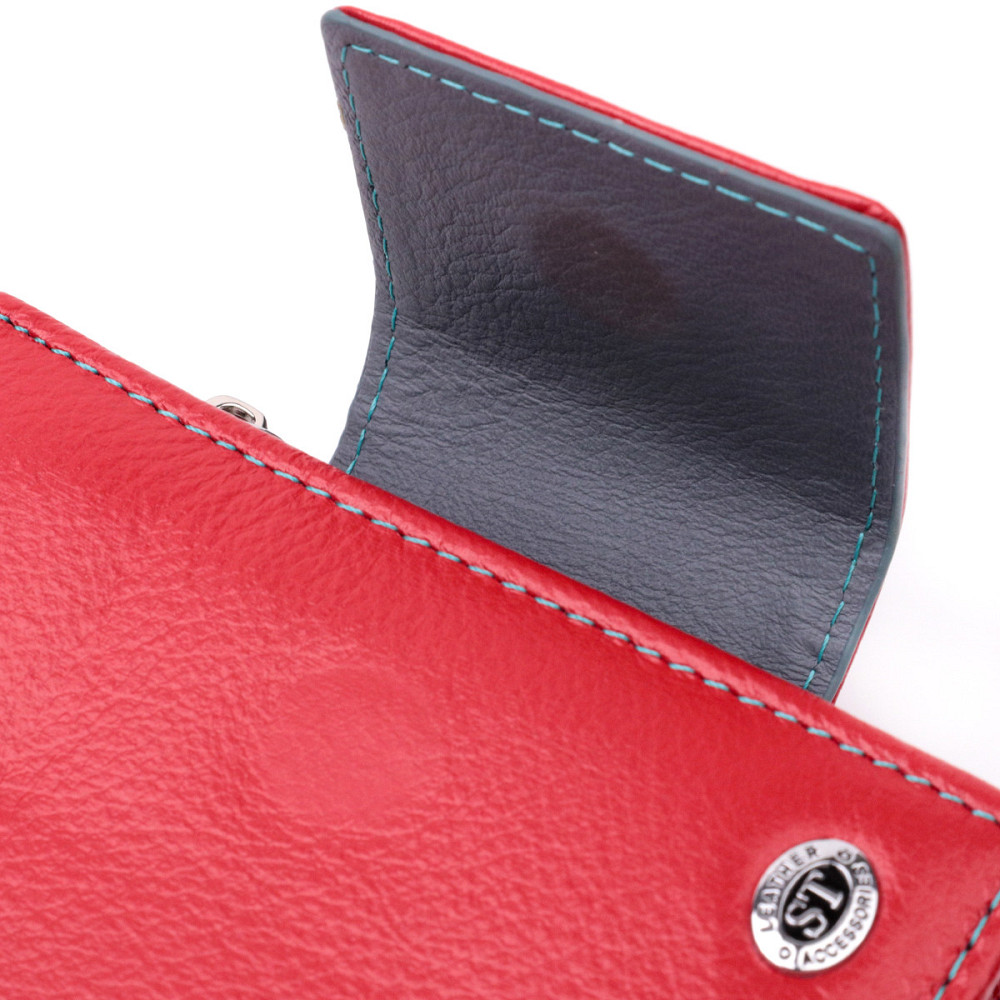Яркий кожаный кошелек для женщин с интересной монетницей ST Leather 19448 Красный Киев - изображение 5
