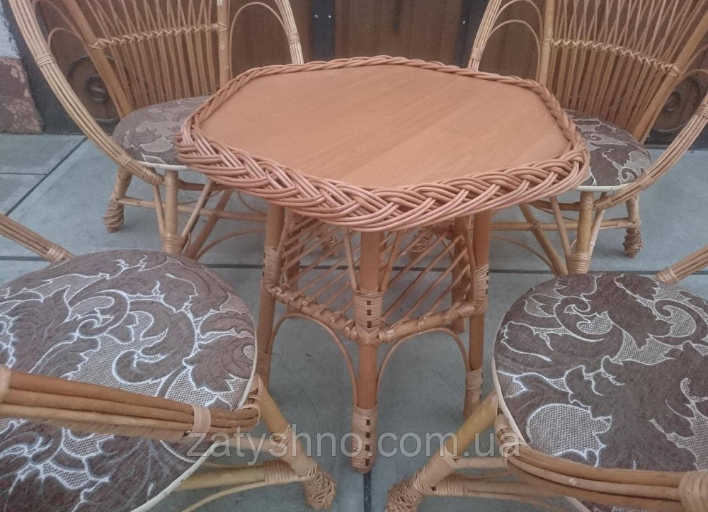 Мебель плетеная на 4 кресла и стол шестиугольный Киев - изображение 8