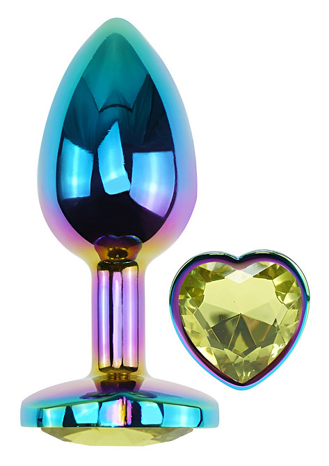 Анальна пробка з кристалом EGZO - Multicolor Heart Plug Lime size M Sex Aura Київ - фото 2
