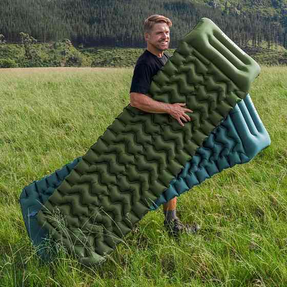 Матрац туристичний надувний одномісний Naturehike CNK2550WS019, 200x60x9.5 см, синій, прямокутний із мішком для надування Київ