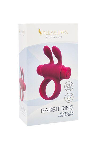 Ерекційне віброкольцо S Pleasures Premium Rabbit Ring, рожеве, зі знімною вібропулею й вушками Sex Aura Київ - фото 2