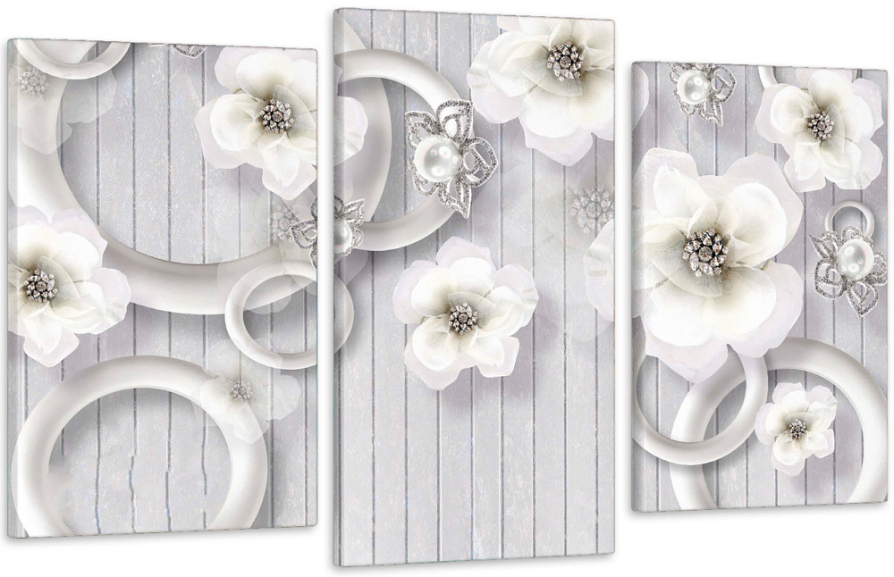 Модульная картина в гостиную / спальню  Білі квіти  Art-528_3 100x150 см Київ - фото 1