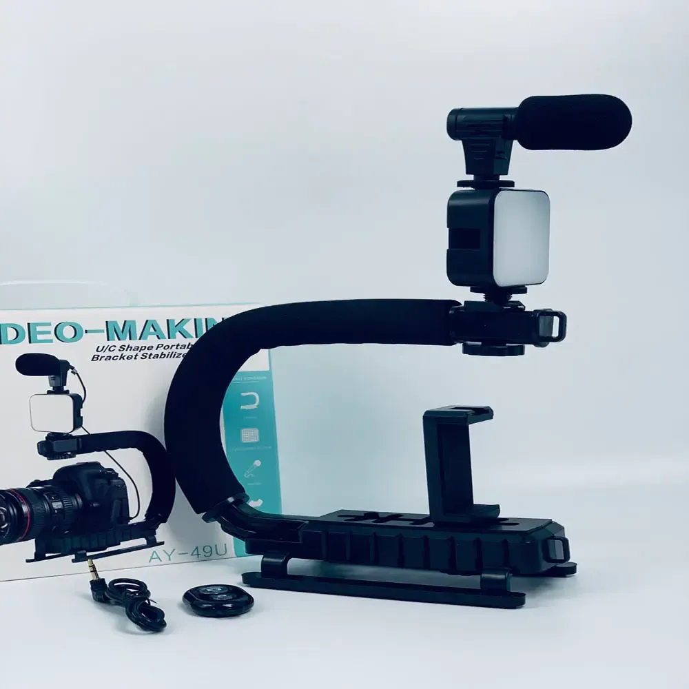 Ручка стабилизатор AY-49U для видеокамер фотоаппаратов Uобразный кронштейн для телефона с микрофоном вспышкой Коломия - фото 8