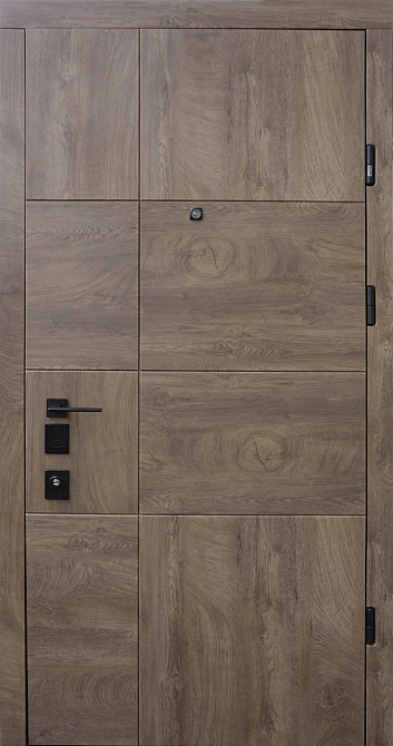 Вхідні металеві двері Страж Tera S New 850х2040 мм спил дерева коньячний Праві Київ - фото 1