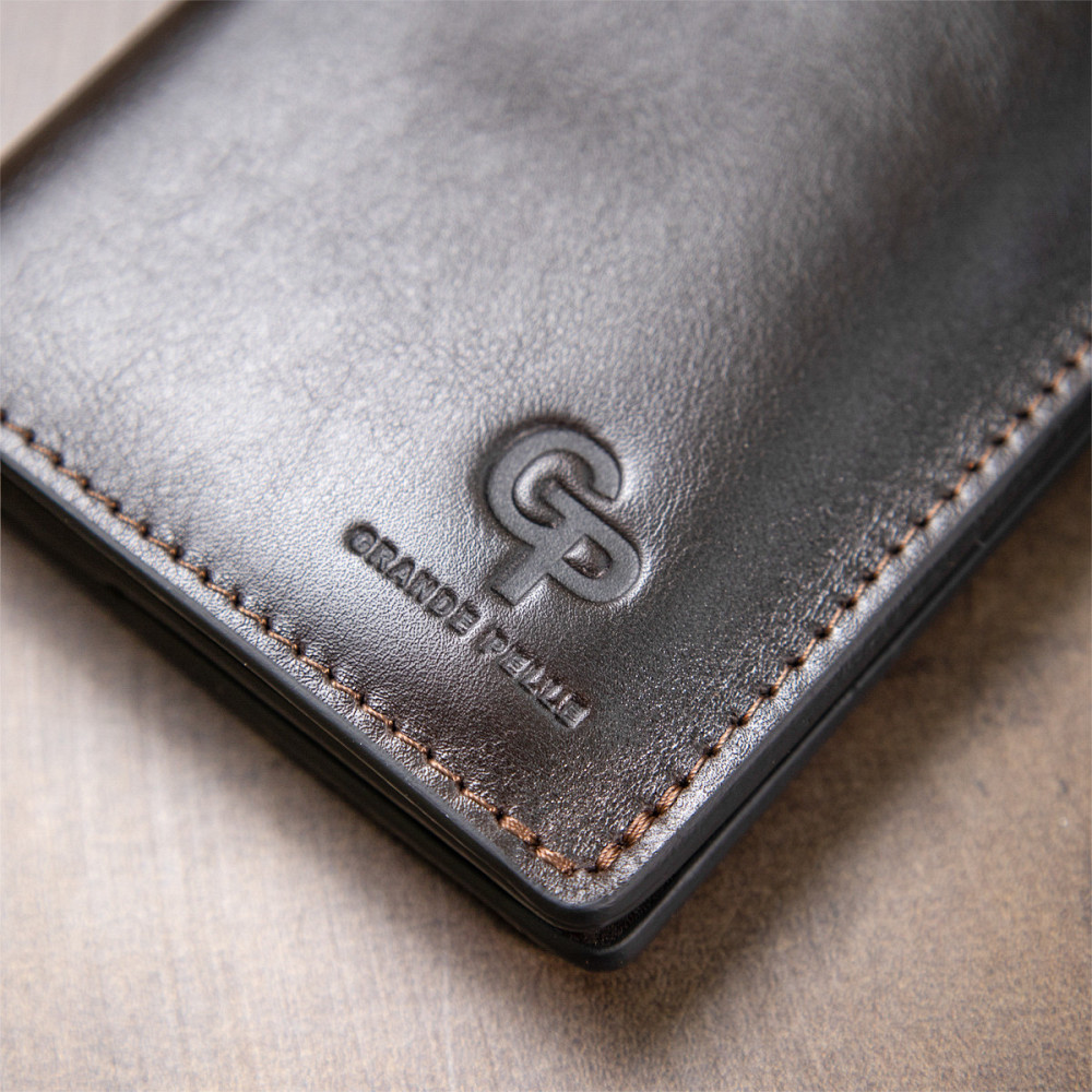 Шкіряне глянсове портмоне GRANDE PELLE 11469 Темно-коричневий Київ - фото 2