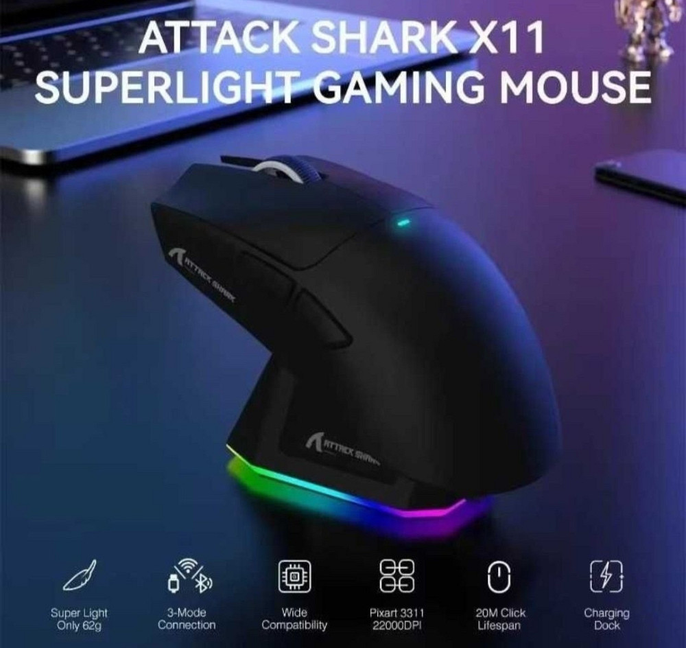 Беспроводная игровая мышка Attack Shark x11 Black White новые!!️ Харьков - изображение 4