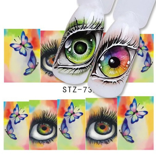 Наклейки на нігті Очі 5 на 6 см різнобарвний Київ - фото 1