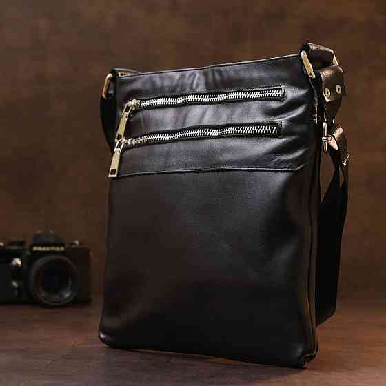 Шкіряна сумка через плече для чоловіків Чорний (SHVIGEL) Київ