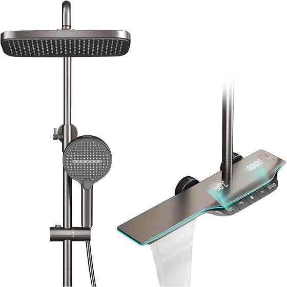 Душова система з тропічним душем та ручною термостатичною душовою системою Gun Grey (605593823) Київ
