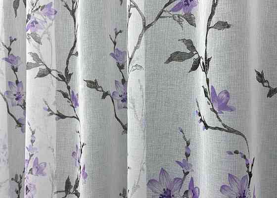 Тюль VR-Textil 1910т Flora Батист Білий з фіолетово-чорним принтом 300х270 см (40-244) Київ