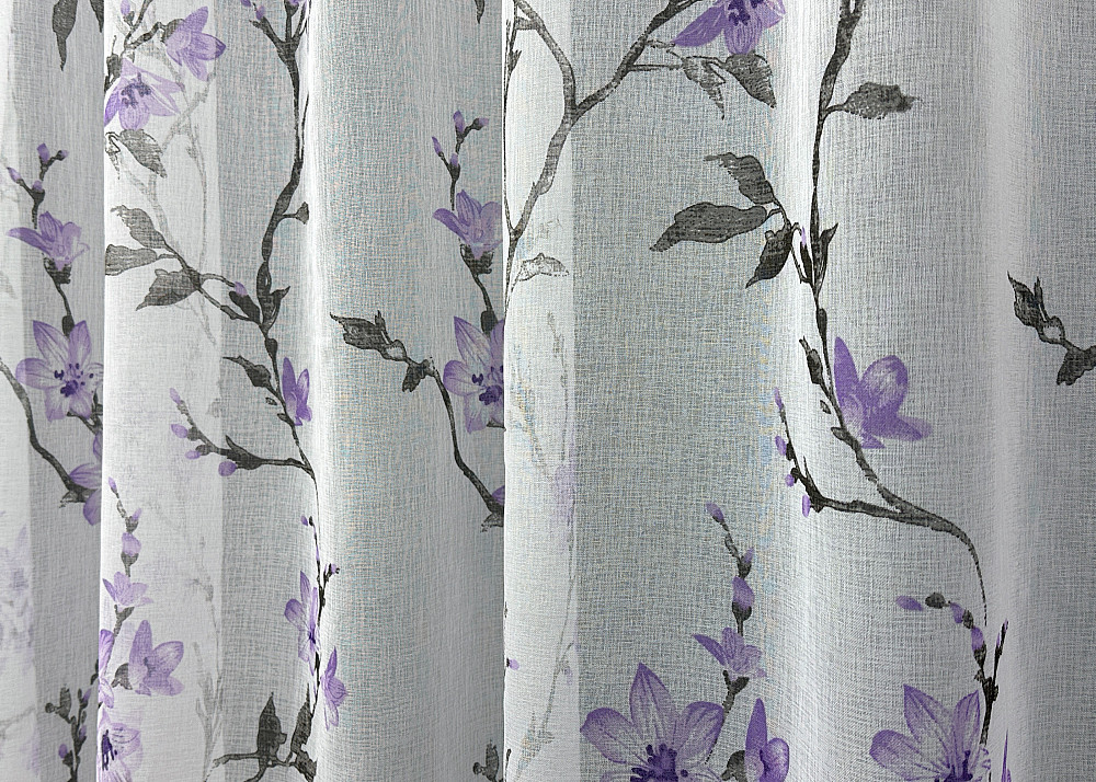 Тюль VR-Textil 1910т Flora Батист Білий з фіолетово-чорним принтом 300х270 см (40-244) Київ - фото 5
