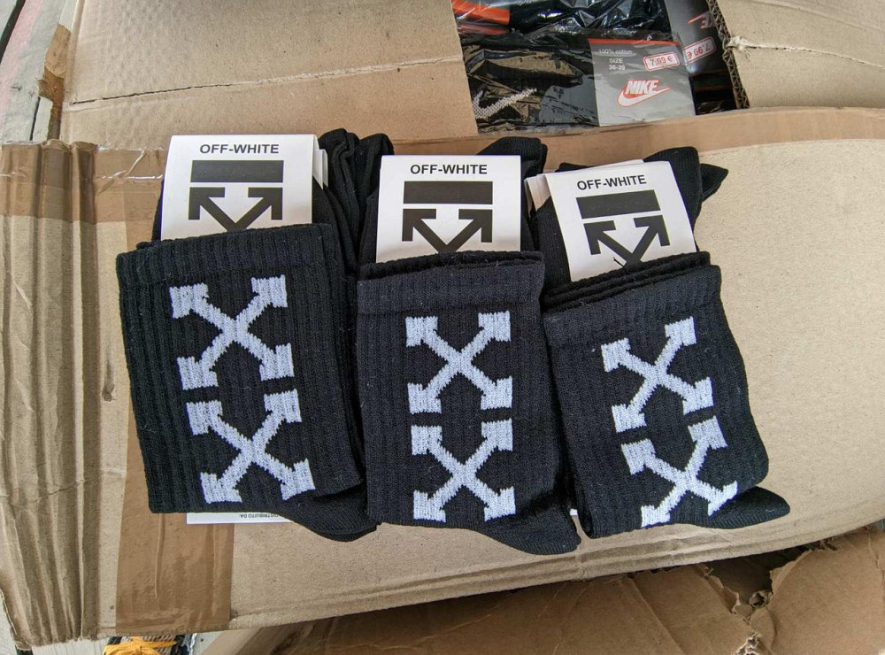 Дитячі бавовняні шкарпетки на підлітка Чорні в наборі по 3 шт Off-White CH3. Розмір 33-36 Київ - фото 1