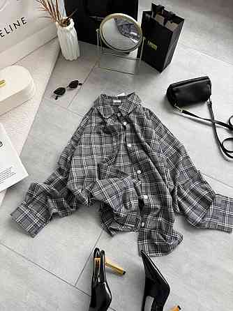 Женская трендовая оверсайз рубашка в клетку костюмный тиар Одесса