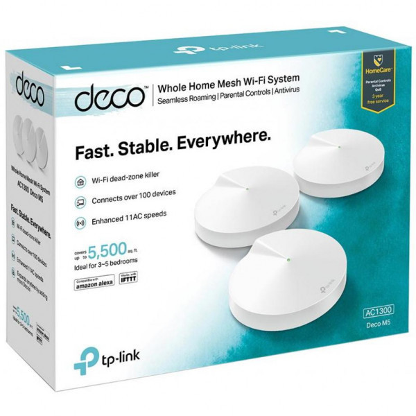 Система WiFi TP-LINK Deco M5 3 pcs, AC1300, 1xGE LAN, 1xGE WAN, MESH, MU-MIMO, Beamforming (DECO-M5-3-PACK) Київ - фото 5