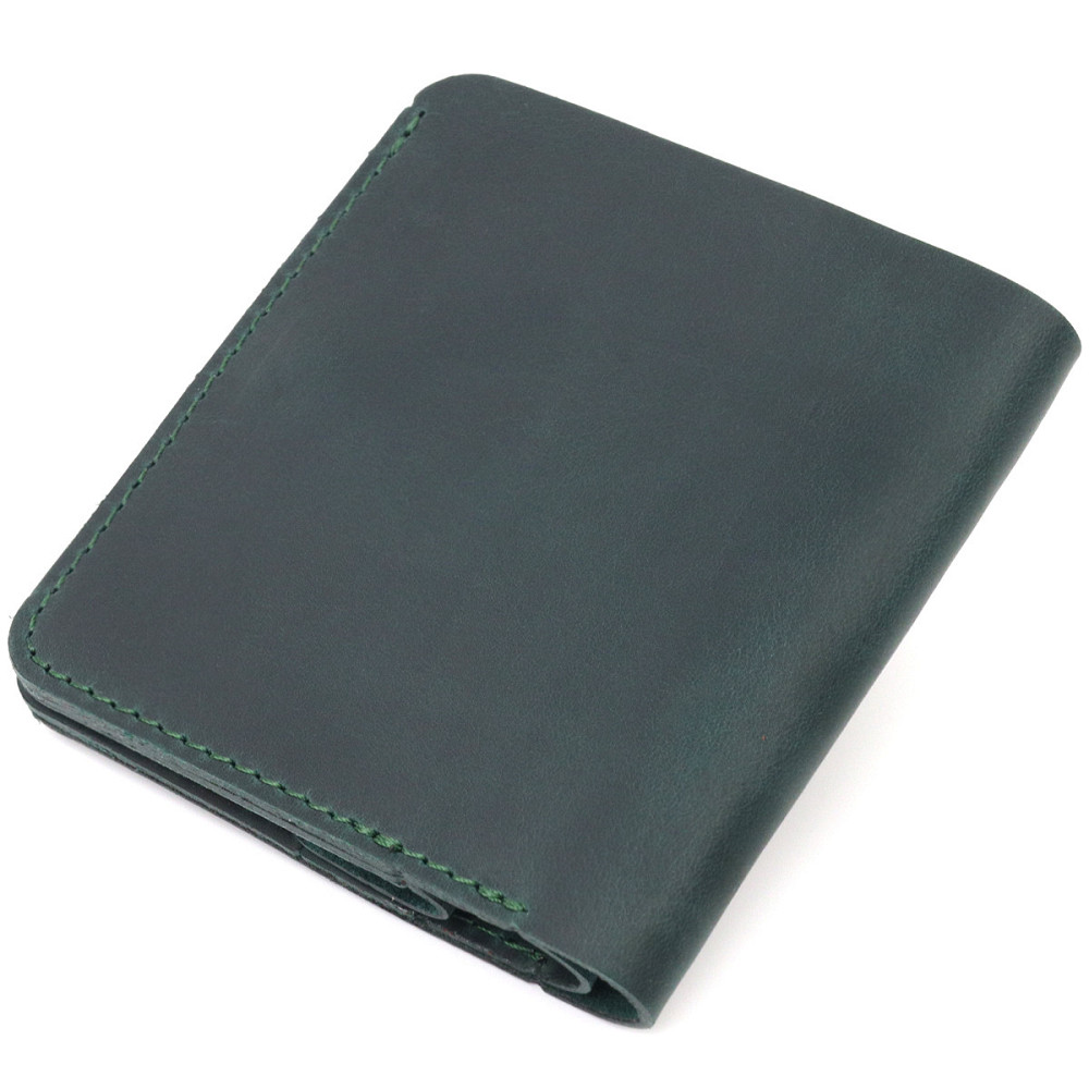 Невелике вінтажне шкіряне портмоне Shvigel 16603 Зелений Київ - фото 9