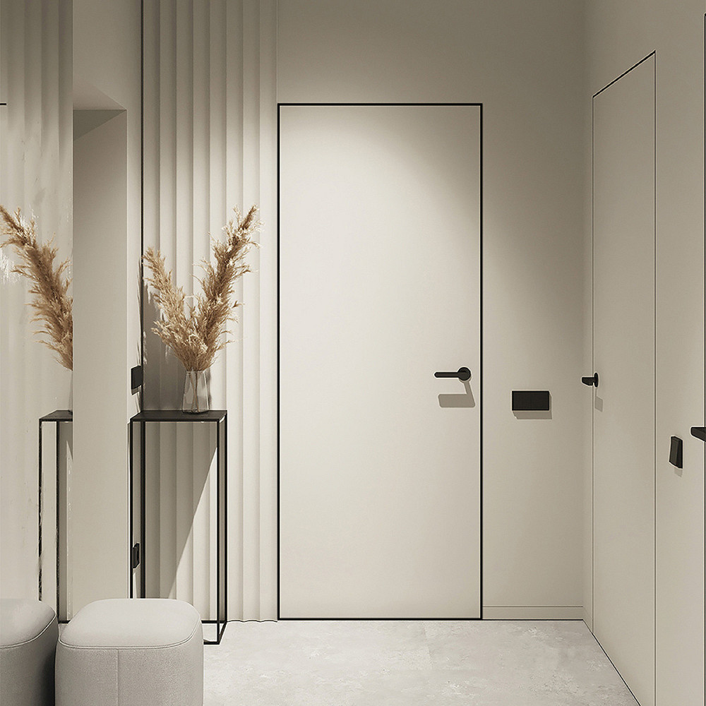 Двері "Прихованого монтажу" під фарбування зовнішнє відкривання (торець AL чорний) Київ - фото 1