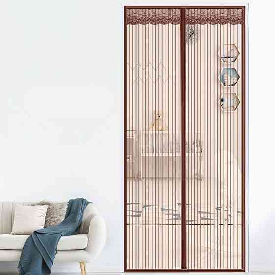 Москітна сітка 100х210 см Magic Mesh на двері на магнітах,коричнева SBR Київ