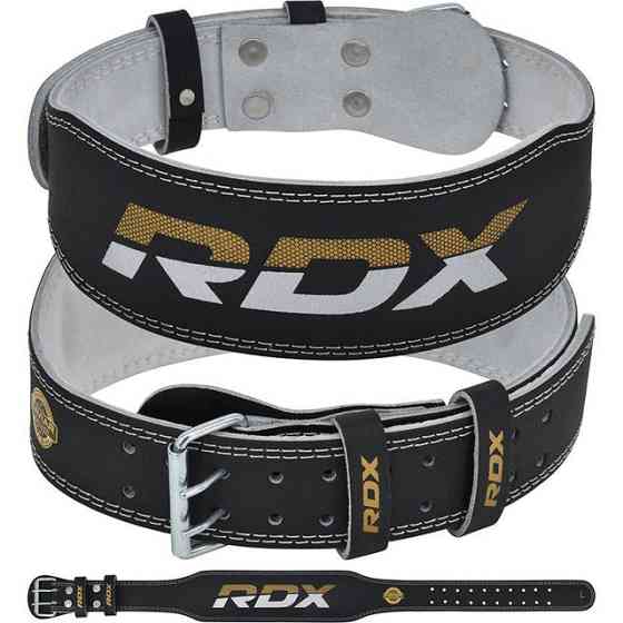 Пояс для важкої атлетики RDX 4 шкіряний Black Gold L Кам'янське