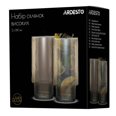Набір склянок Ardesto 380мл, 2шт, скло, золотистий (AR2638GG) Вінниця - фото 7