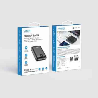Батарея универсальная VEGER 20000mAh S20 22.5W PD/3/0 QC/3.0 black (6970453554198) Винница