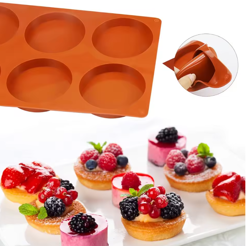 Силиконовая форма для десертов и выпечки, на 6 изделий, круглая Ø10 см, высота 2 см, многоразовая Одесса - изображение 2
