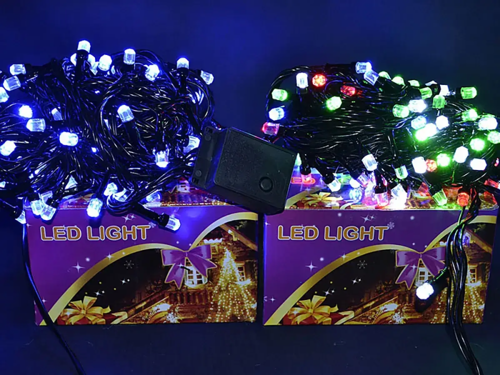 Гірлянда чорний провід лампа Рубінка велика 100LED (мікс) LED100M-8 для святкового декору будинку, вулиці Одеса - фото 5