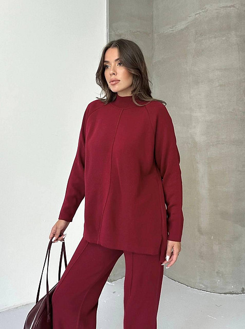 Женский базовый теплый брючный костюм двойка: свитер и штаны машинная вязка Одесса - изображение 3