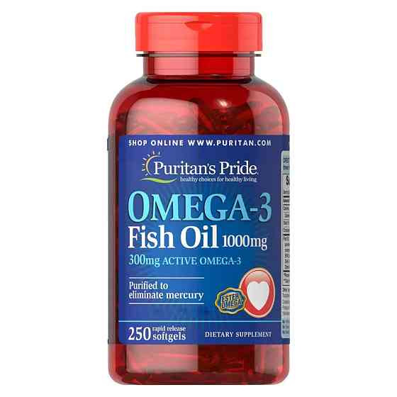 Омега-3 Puritan's Pride Omega-3 Fish Oil 1000 mg 250 Softgels Луцьк