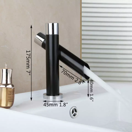 Смеситель качественный в ванную для умывальника, однорычажный из латуни для холодной и горячей воды Черный Каменец-Подольский