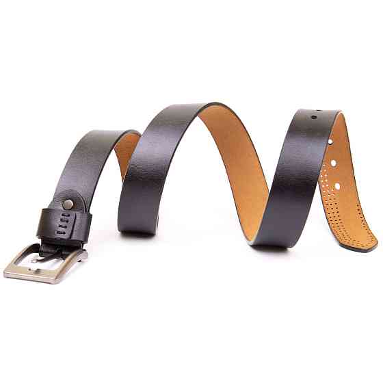 Ремінь з дірками чоловічий Vintage 20383 Чорний Київ