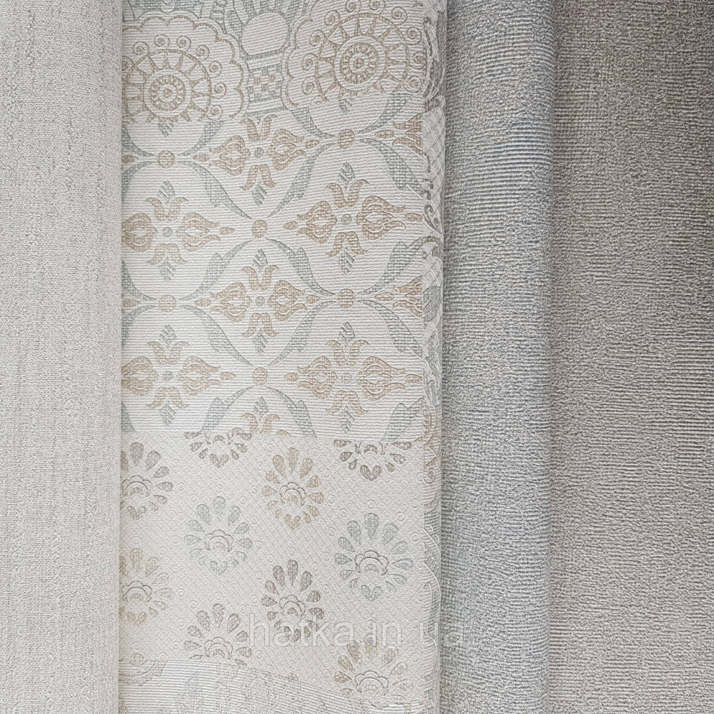 Шпалери метрові вінілові на флізелін Yuanlong Samsara східний стиль під килим блакитні срібло на білому 3д Київ - фото 2