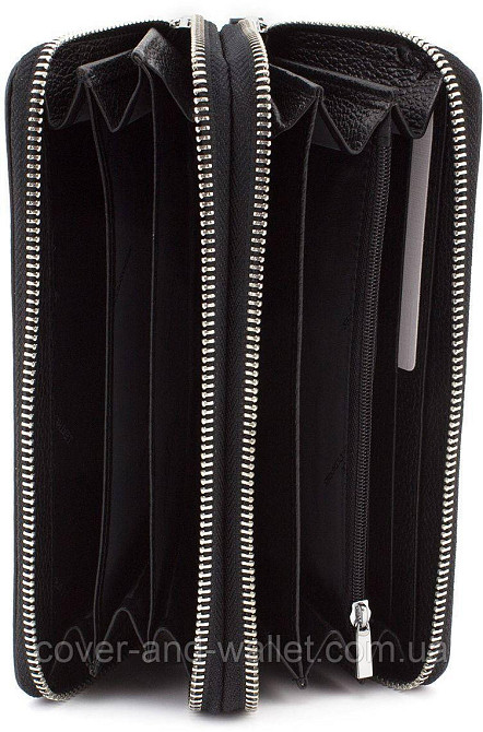 Мужской кожаный кошелёк клатч на две молнии черного цвета ST 127 Киев - изображение 5