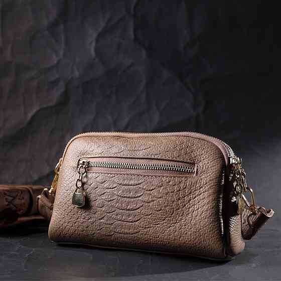 Жіноча сумка на два відділення з натуральної шкіри Vintage 22356 Бежева Київ