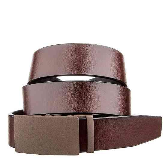 Ремінь з натуральної шкіри з матовою автоматичною пряжкою Vintage 20217 Коричневий Київ