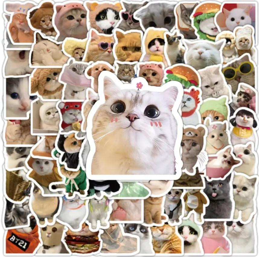 Наклейки Стікери Коти - Водонепроникні Вінілові Естетичні Наклейки з Котами для Пляшки Води, Комп'ют Київ - фото 2