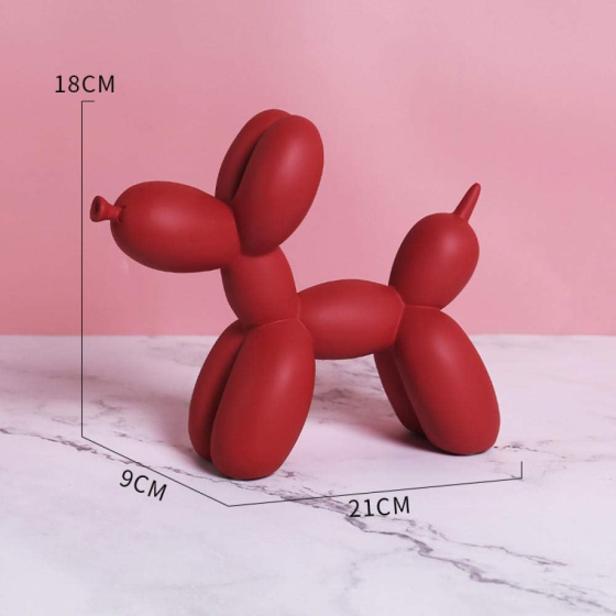 Скульптура Собака з повітряної кулі матоваBalloon Dog 23х18 см Червона з полістоуну Premium (Арт. BD-09) Київ