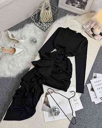 Женское праздничное платье мини со шлейфом микродайвинг Черный, 46/48 Одесса