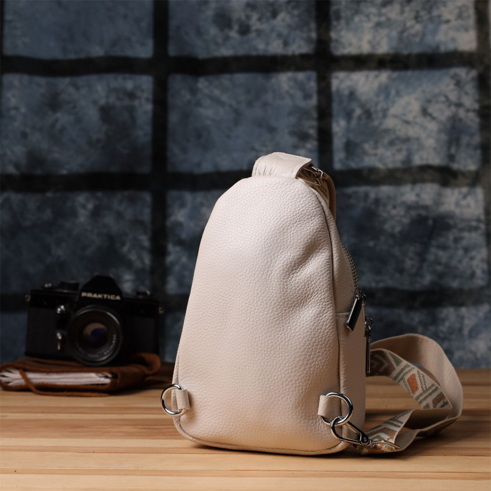 Сумка-слинг из натуральной кожи для женщин Vintage 22936 Белый Киев - изображение 8