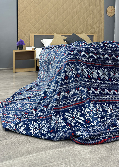 Плед-покривало Decorator WellSoft 150х210 см з різдвяним принтом Синій (87-289) Київ - фото 7