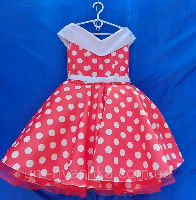 Детское платье желтое в черный горох в ретро стиле 