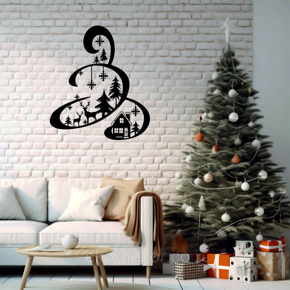 Декоративное настенное Панно «Новый год», Декор на стену 70*61 см, Чёрный Киев - изображение 2