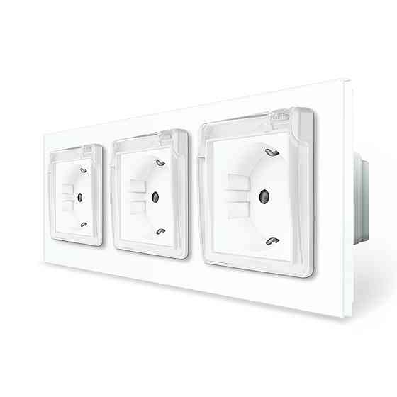LIVOLO Потрійна електрична розетка вологозахисна з кришкою IP44 з заземленням, LIVOLO, біла, ск Коломыя