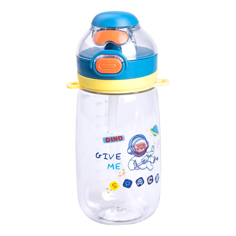 Yiwu Пляшка для води дитяча 550 мл з ремінцем і трубочкою для спорту та школи 20 см Синя HP-14- Коломия - фото 4