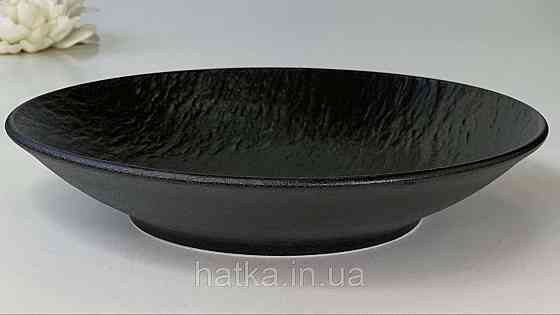 Тарілка глибока "Чорний обеліск" 25*4,8 см 800 мл кругла кераміка для дому та ресторанів Київ
